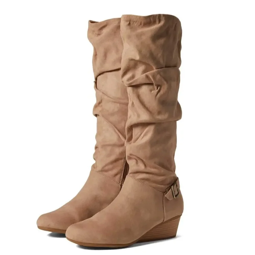 Dr. Scholl's Shoes Womens Break Free Faux Suede Slouchy Knee-High Boots